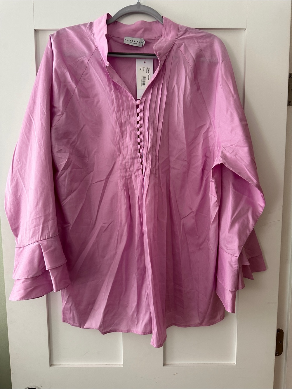 Women's Pink Pintuck Button-Front Tunic Top 08